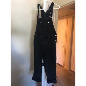 Free people black denim overalls